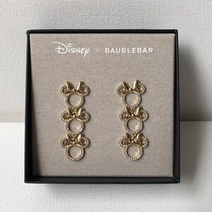 NEW Disney X BaubleBar Minnie Mouse Rhinestone Outline Gold Tone Earrings